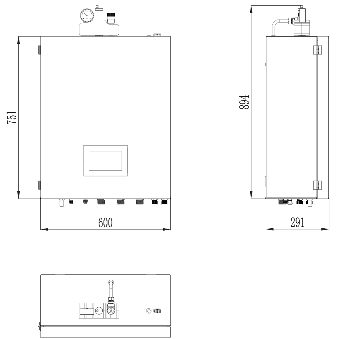 Diagram dimenzij notranje enote MyCond BeeSmart za optimalen izkoristek prostora.
