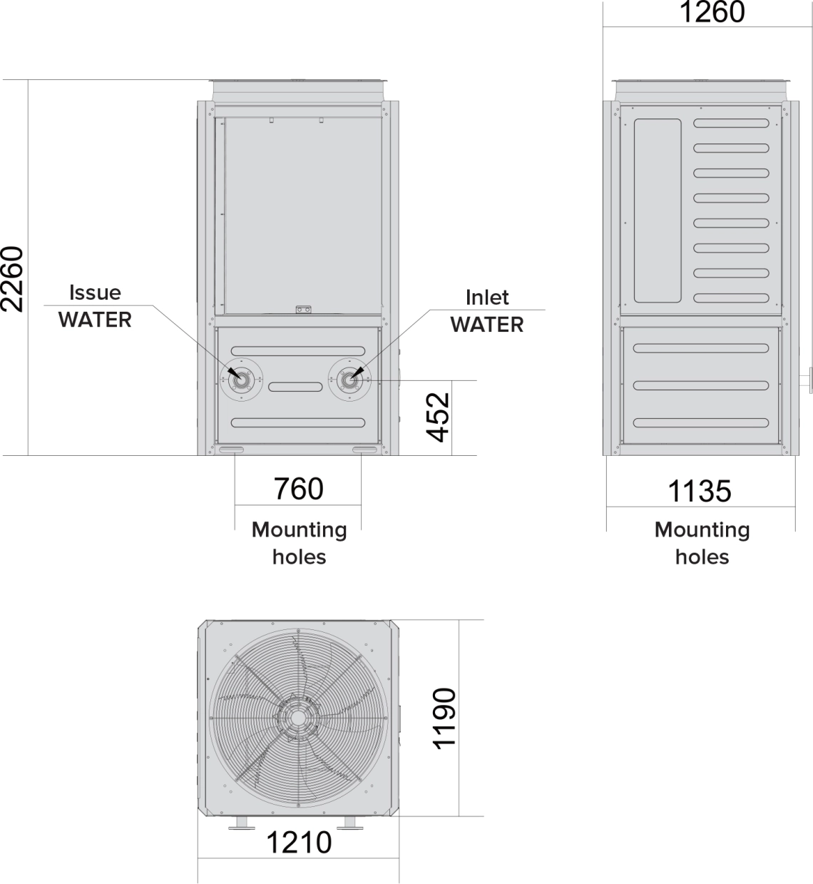 Celotne dimenzije MyCond MCU-OHDD - 1