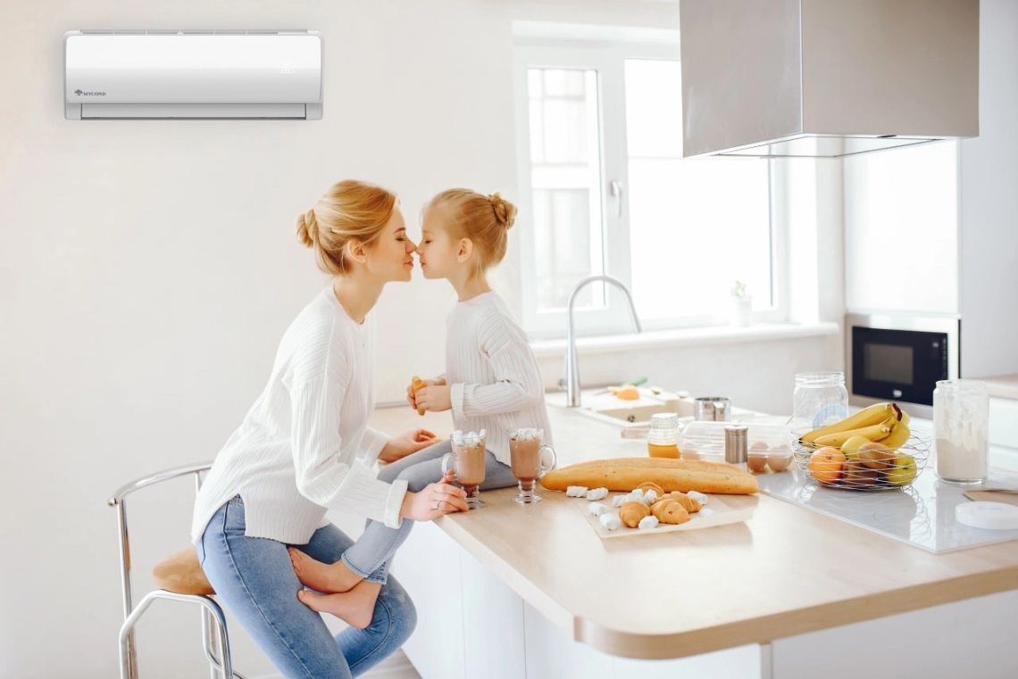MyCond MHW Stenska ventilatorska spiralna enota z zaslonom LED in načinom mirovanja.